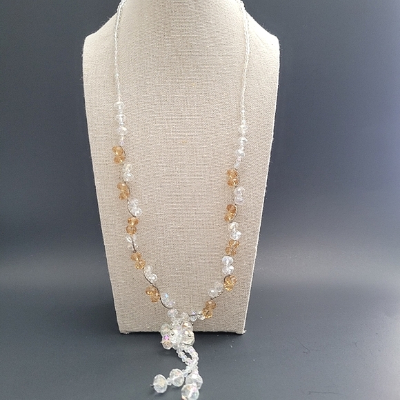 Faceted acrylic aurora borealis beads long tassel necklace - Picture 1 of 3